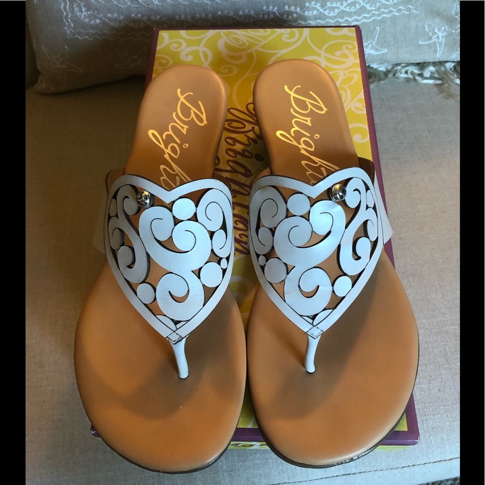 Brighton Lavern Optic White Leather Wedge Sandal